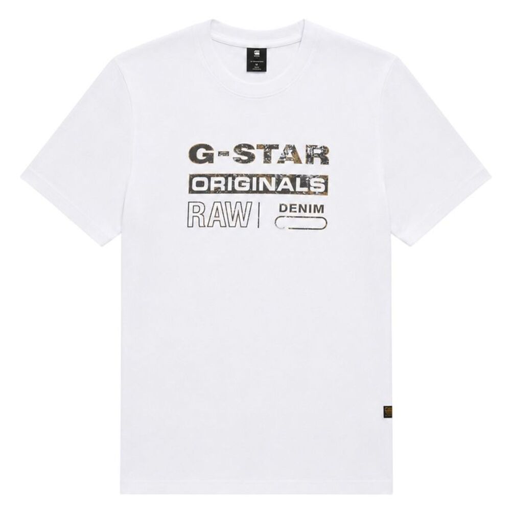 G-Star Mens Graphic Print T-Shirt / White